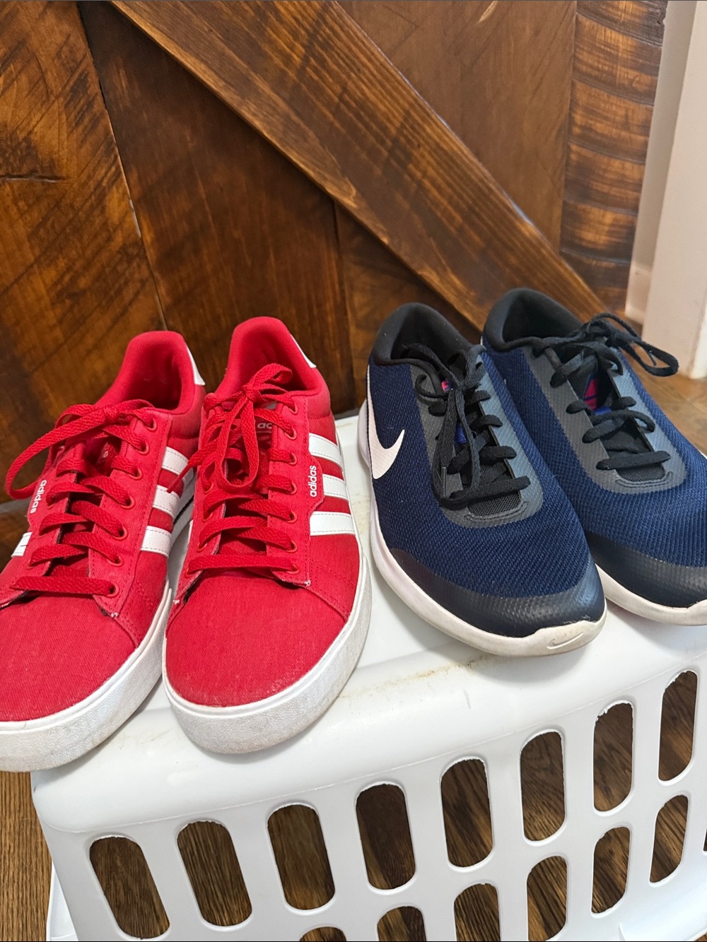 adidas Red and White Low-Top Sneakers